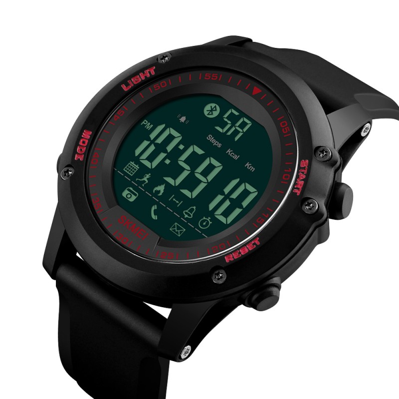 Чоловічий спортивний годинник Skmei 1321RD Red Bluetooth з електронним циферблатом та підсвічуванням