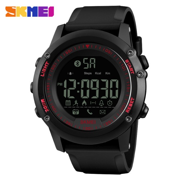 Чоловічий спортивний годинник Skmei 1321RD Red Bluetooth з електронним циферблатом та підсвічуванням