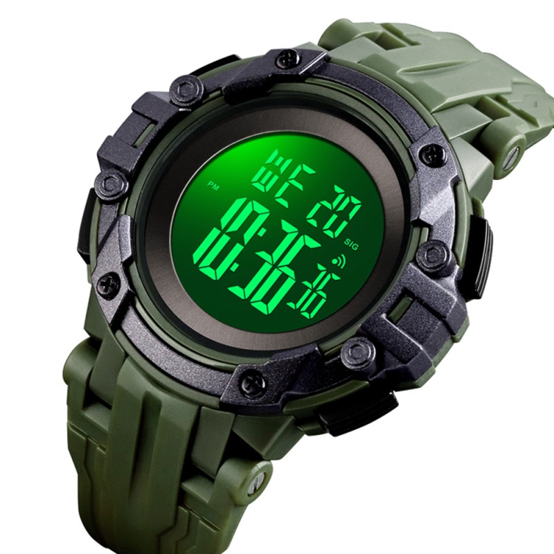 Чоловічий спортивний годинник Skmei 1545AG Army Green з електронним циферблатом та водозахистом 5 ATM