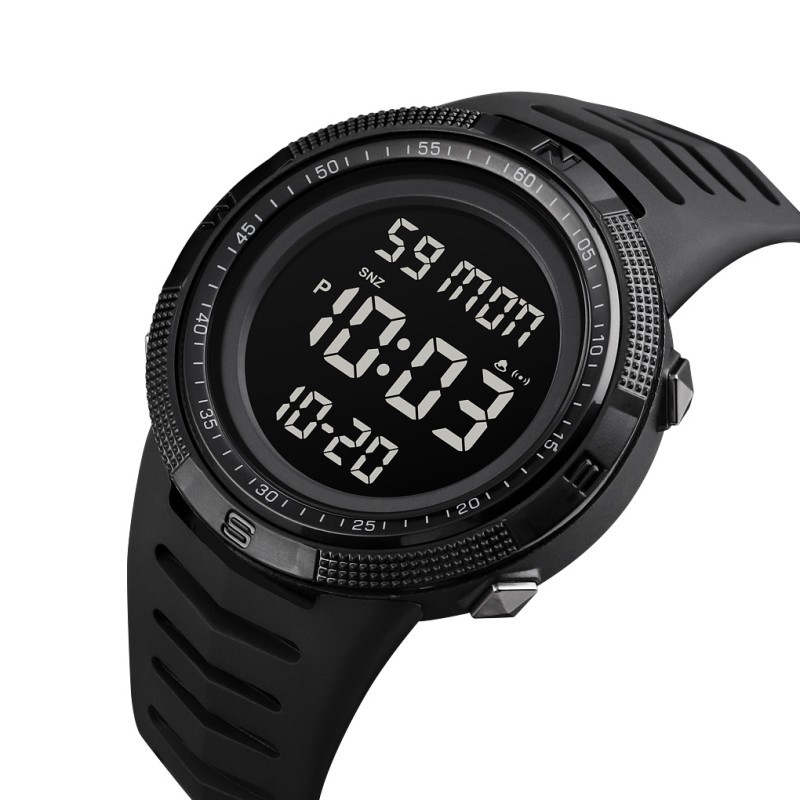 Мужские тактические часы Skmei 1632BKBK Black-Black с электронным циферблатом и подсветкой