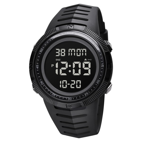 Мужские тактические часы Skmei 1632BKBK Black-Black с электронным циферблатом и подсветкой