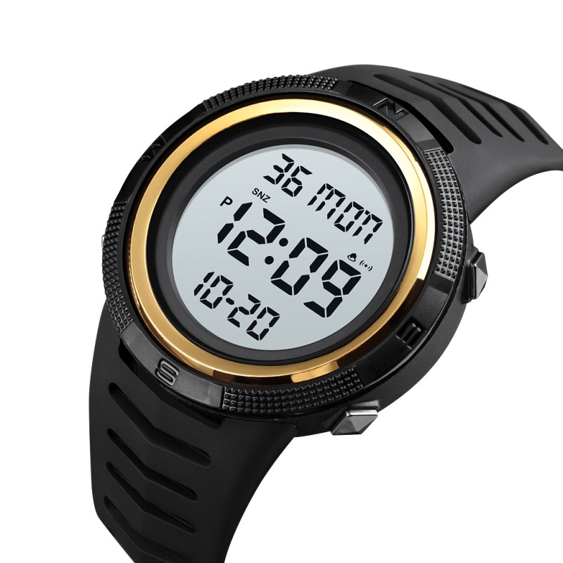 Мужские спортивные часы Skmei 1632GDWT Gold-White с электронным циферблатом и подсветкой