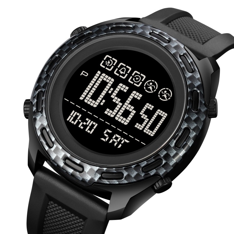 Мужские спортивные часы Skmei 1872BKBK Black-Black с электронным циферблатом и водозащитой 5 ATM