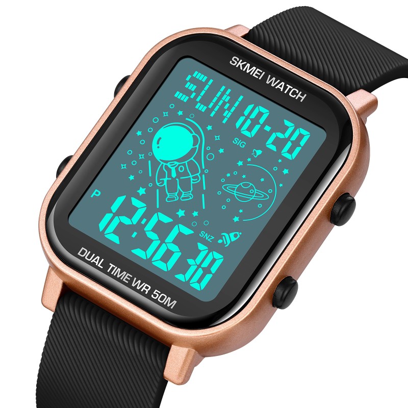 Електронний годинник Skmei 1971RG Rose Gold з підсвічуванням та календарем