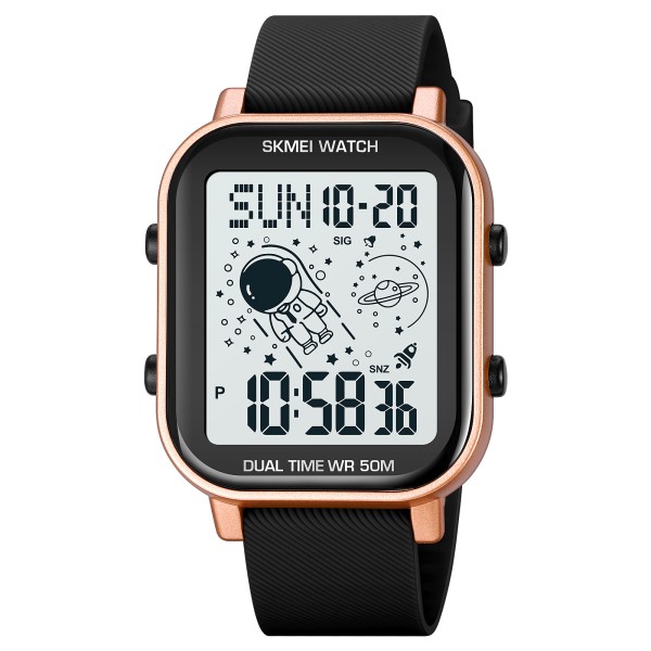 Електронний годинник Skmei 1971RG Rose Gold з підсвічуванням та календарем