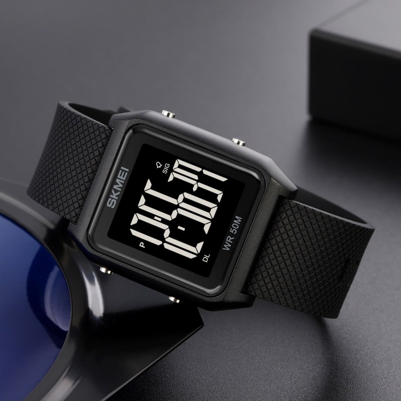 Мужские спортивные часы Skmei 1866BKBK Black-Black с электронным циферблатом и подсветкой