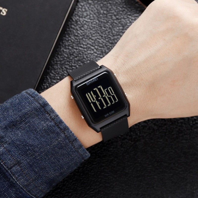 Мужские спортивные часы Skmei 1866BKBK Black-Black с электронным циферблатом и подсветкой