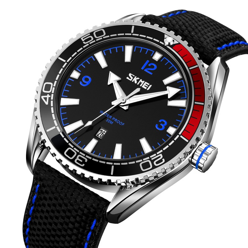 Мужские наручные часы Skmei 9291BU Blue с нейлоновым ремешком и минеральным стеклом