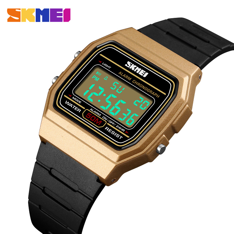 Женские спортивные часы Skmei 1412GD Gold с электронным циферблатом и водозащитой 5 ATM