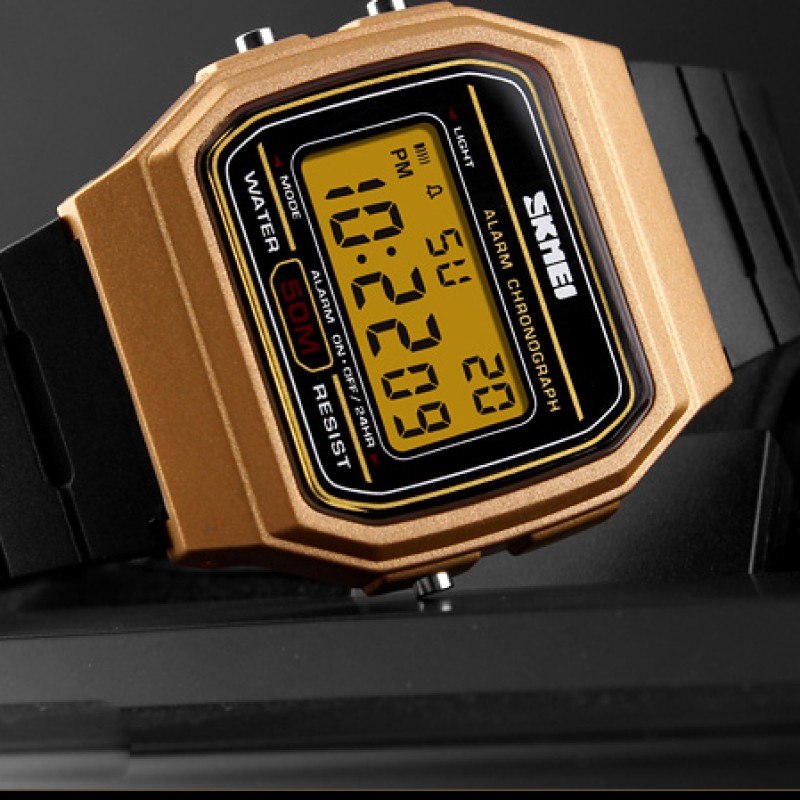 Женские спортивные часы Skmei 1412GD Gold с электронным циферблатом и водозащитой 5 ATM