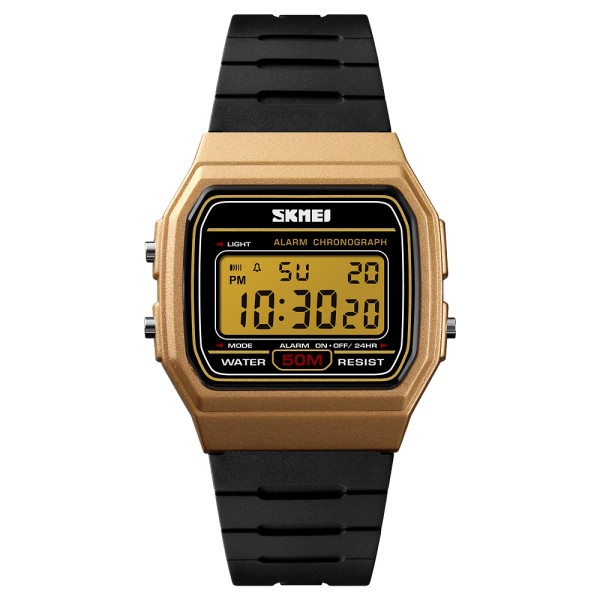 Женские спортивные часы Skmei 1412GD Gold с электронным циферблатом и водозащитой 5 ATM