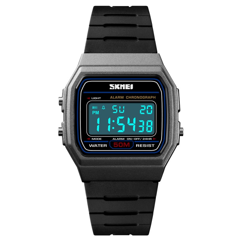 Жіночий спортивний годинник Skmei 1412TN Titanium Silver-Black з електронним циферблатом та підсвічуванням