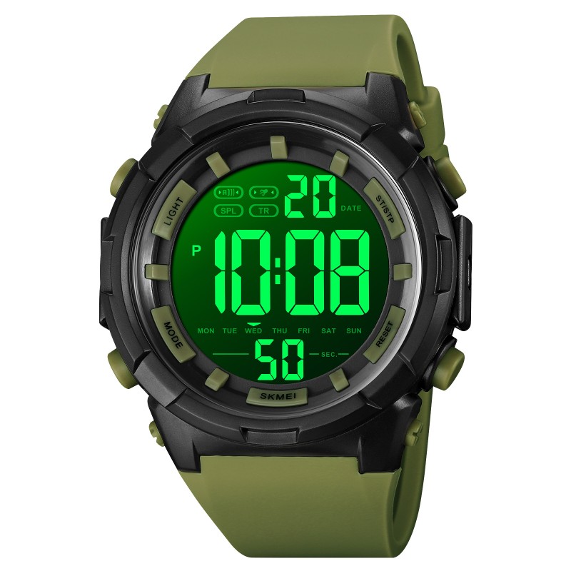 Мужские тактические часы Skmei 1845AG Army Green с электронным циферблатом и подсветкой