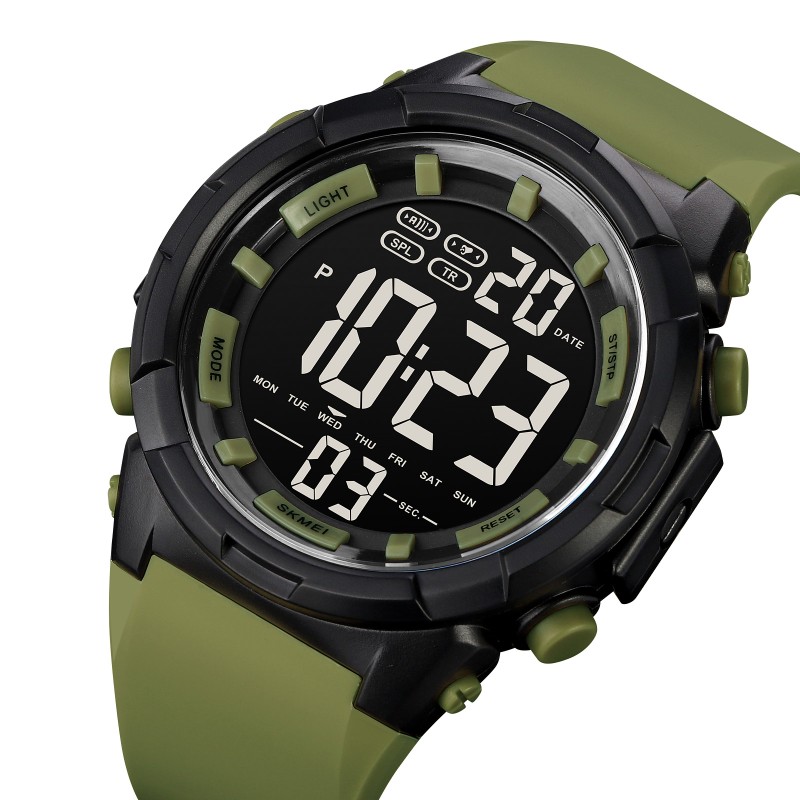 Мужские тактические часы Skmei 1845AG Army Green с электронным циферблатом и подсветкой