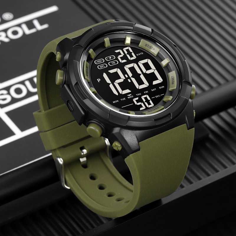 Мужские тактические часы Skmei 1845AG Army Green с электронным циферблатом и подсветкой