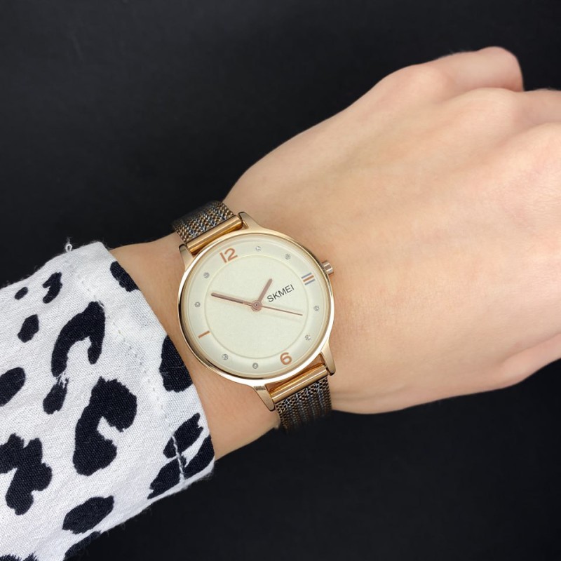 Жіночий годинник Skmei 1874RG Rose Gold у кольорі рожеве золото з білим циферблатом