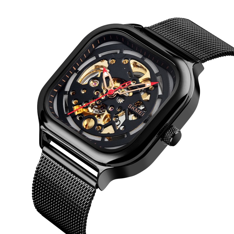 Мужские механические часы Skmei 9184BK Black с автоподзаводом и минеральным стеклом
