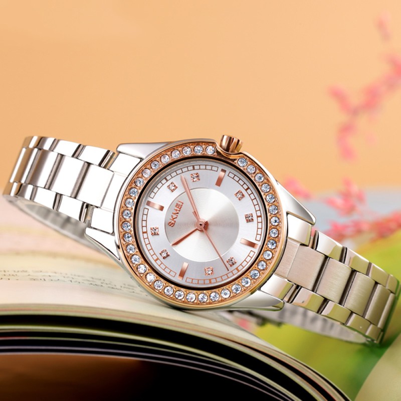 Жіночий класичний годинник Skmei 1534RGSI Rose Gold-Silver зі сріблястим браслетом та мінеральним склом