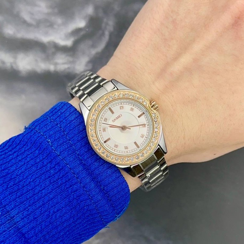 Жіночий класичний годинник Skmei 1534RGSI Rose Gold-Silver зі сріблястим браслетом та мінеральним склом
