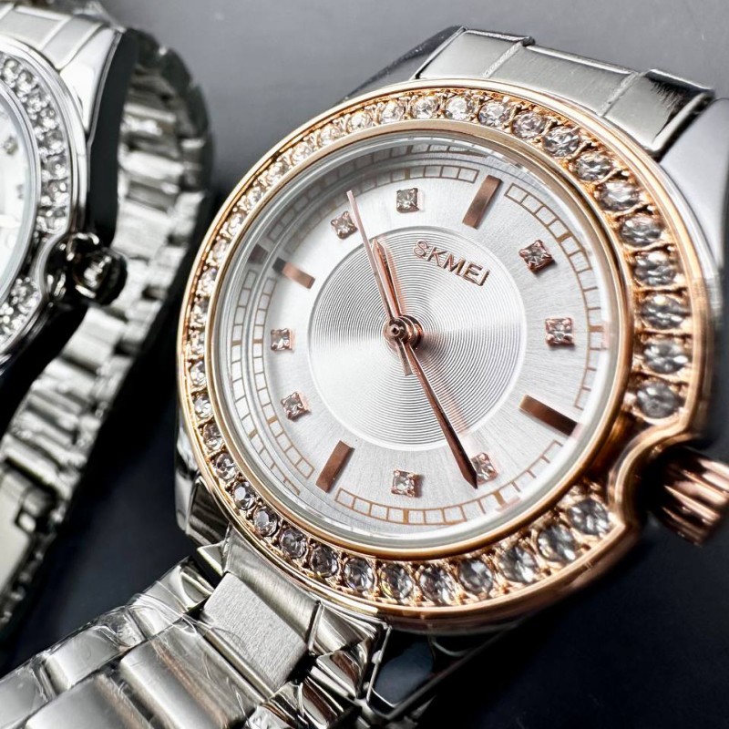Жіночий класичний годинник Skmei 1534RGSI Rose Gold-Silver зі сріблястим браслетом та мінеральним склом