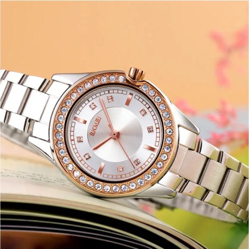 Жіночий годинник Skmei 1534GDSI Gold-Silver з мінеральним склом та металевим браслетом