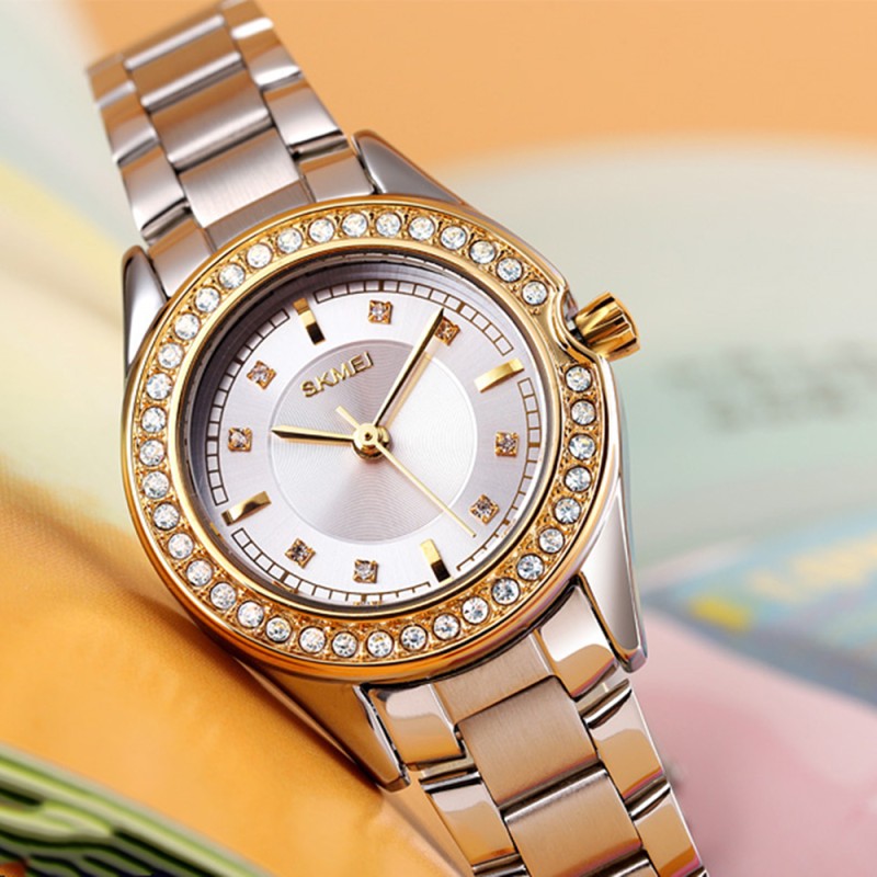 Жіночий годинник Skmei 1534GDSI Gold-Silver з мінеральним склом та металевим браслетом