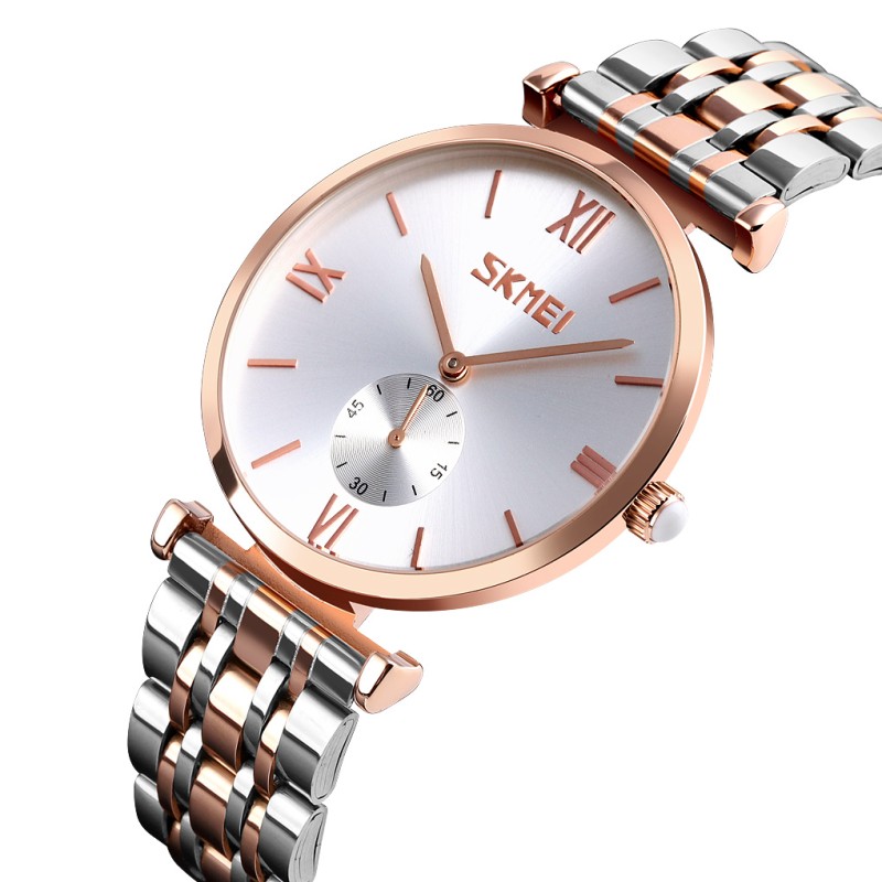 Жіночий класичний годинник Skmei 9198TRGSI-B Rose Gold-Silver зі сріблястим циферблатом