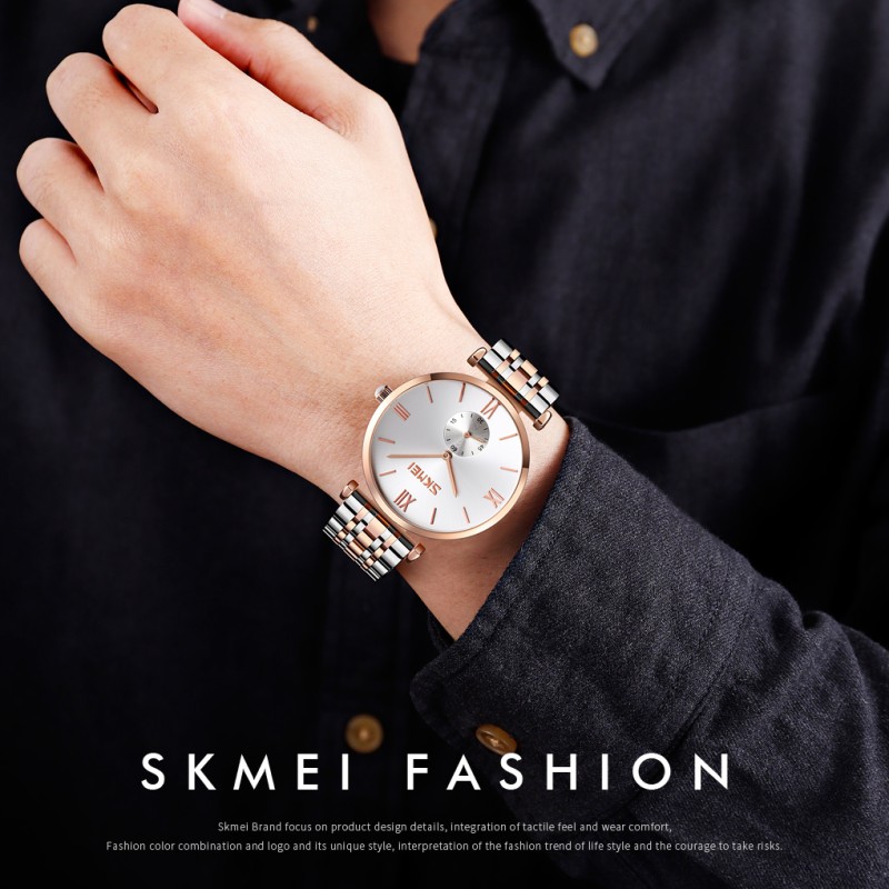 Жіночий класичний годинник Skmei 9198TRGSI-B Rose Gold-Silver зі сріблястим циферблатом