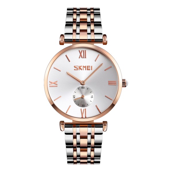 Жіночий класичний годинник Skmei 9198TRGSI-B Rose Gold-Silver зі сріблястим циферблатом