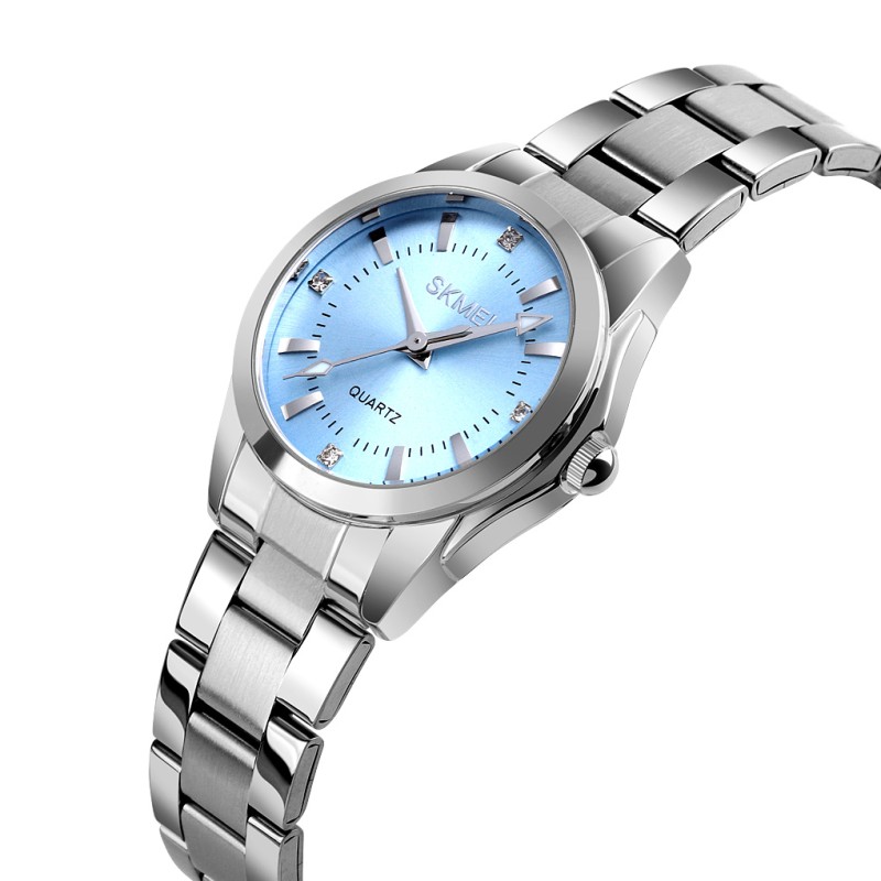 Жіночий класичний годинник Skmei 1620SIBU Silver-Blue зі сріблястим браслетом та синім циферблатом