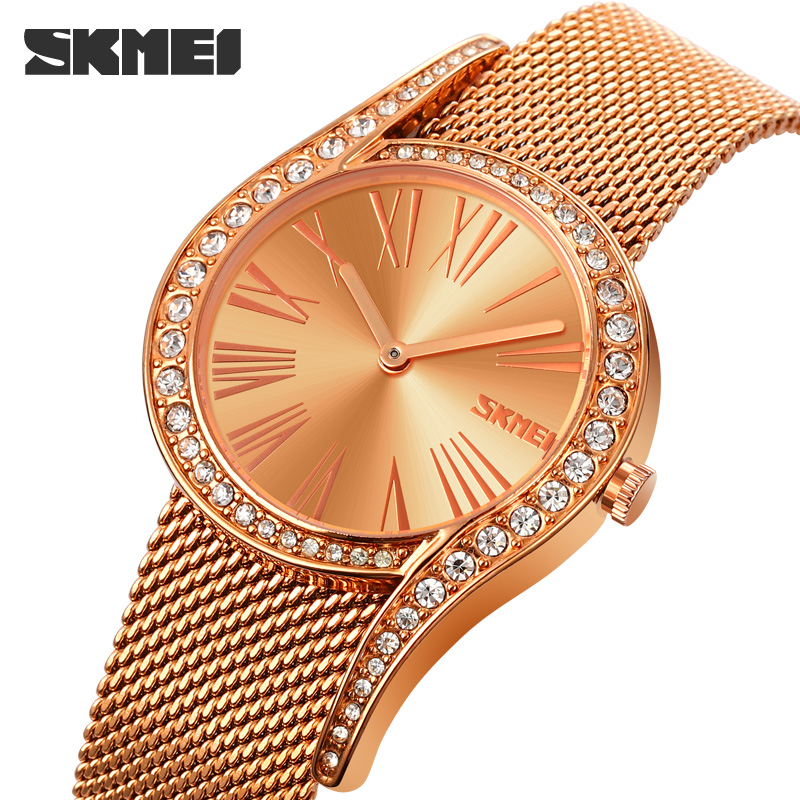 Женские часы Skmei 9252RGRose Gold в классическом стиле с минеральным стеклом и металлическим браслетом
