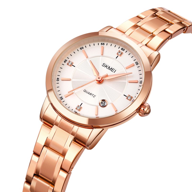 Жіночий класичний годинник Skmei 1819RGSI Rose Gold-Silver з мінеральним склом та сталевим браслетом