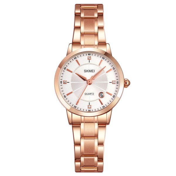 Жіночий класичний годинник Skmei 1819RGSI Rose Gold-Silver з мінеральним склом та сталевим браслетом
