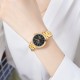 Жіночий класичний годинник Skmei 1819GDBK Gold-Black із золотистим браслетом та чорним циферблатом