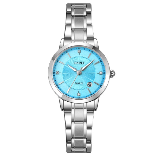 Жіночий класичний годинник Skmei 1819SIBU Silver-Blue зі сріблястим браслетом та синім циферблатом