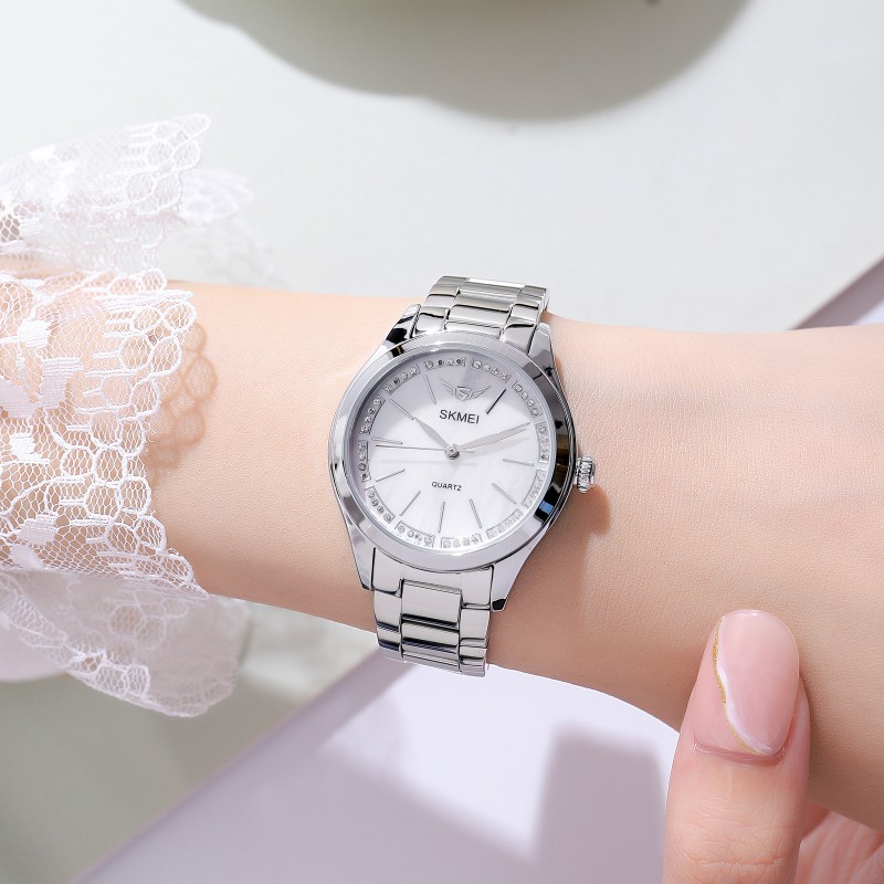 Жіночий класичний годинник Skmei 1964SIWT Silver-White зі сріблястим браслетом