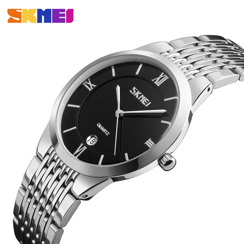 Жіночий годинник Skmei 9139BKSI-B Black-Silver B Класичний з металевим браслетом та чорним циферблатом