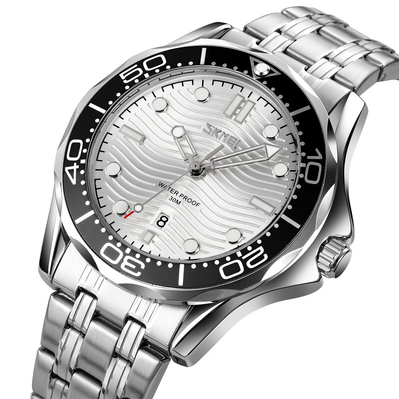 Мужские часы Skmei 9276SSISI Silver-Silver Steel Strap со стальным браслетом и минеральным стеклом