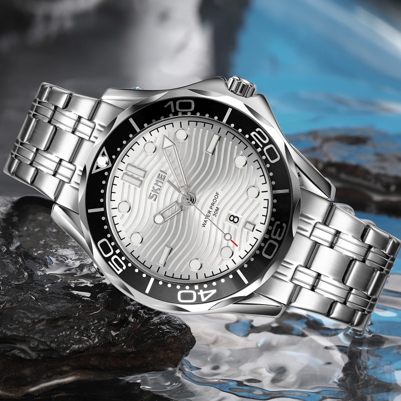 Мужские часы Skmei 9276SSISI Silver-Silver Steel Strap со стальным браслетом и минеральным стеклом