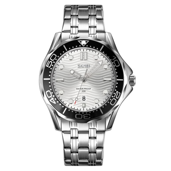 Мужские часы Skmei 9276SSISI Silver-Silver Steel Strap со стальным браслетом и минеральным стеклом