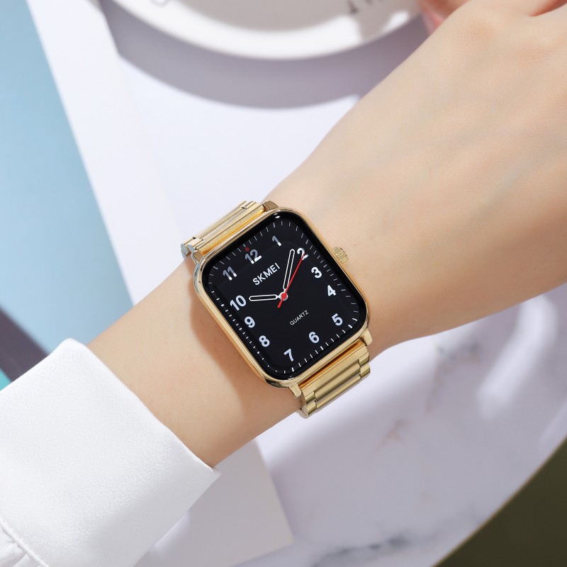 Жіночий годинник Skmei 1955GDBK Gold-Black у класичному стилі з металевим браслетом