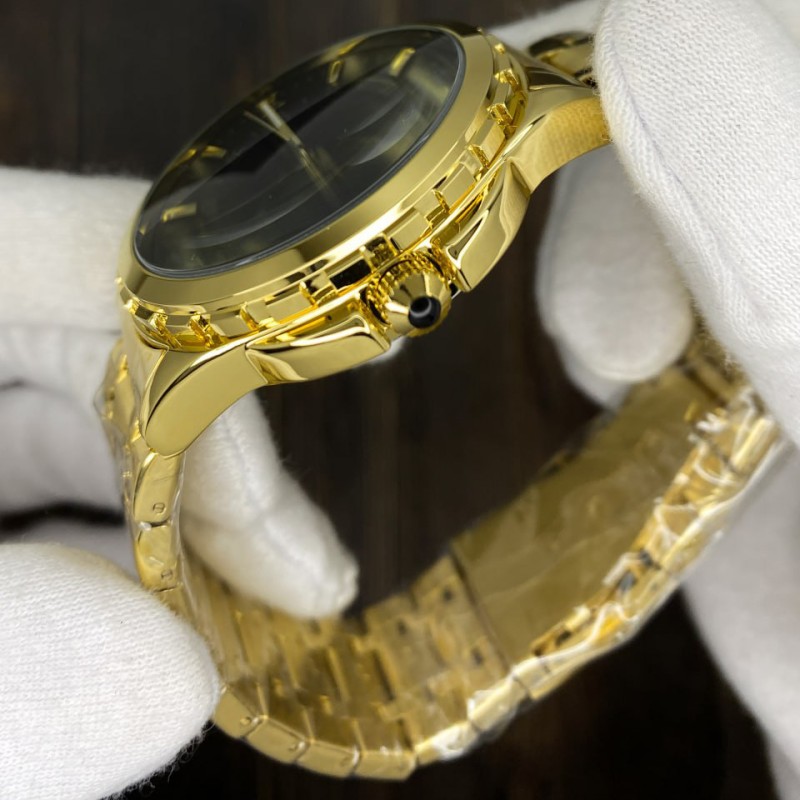 Чоловічий годинник Skmei 9069GDBK Gold-Black з металевим браслетом та мінеральним склом