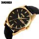 Чоловічий годинник Skmei 9073GDBK-B Gold-Black з шкіряним ремінцем та календарем