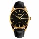 Чоловічий годинник Skmei 9073GDBK-B Gold-Black з шкіряним ремінцем та календарем