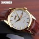 Жіночий класичний годинник Skmei 9073GDWT-S Gold-White з білим циферблатом та шкіряним ремінцем