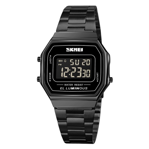 Чоловічий годинник Skmei 1647BK Black з електронним циферблатом та металевим браслетом