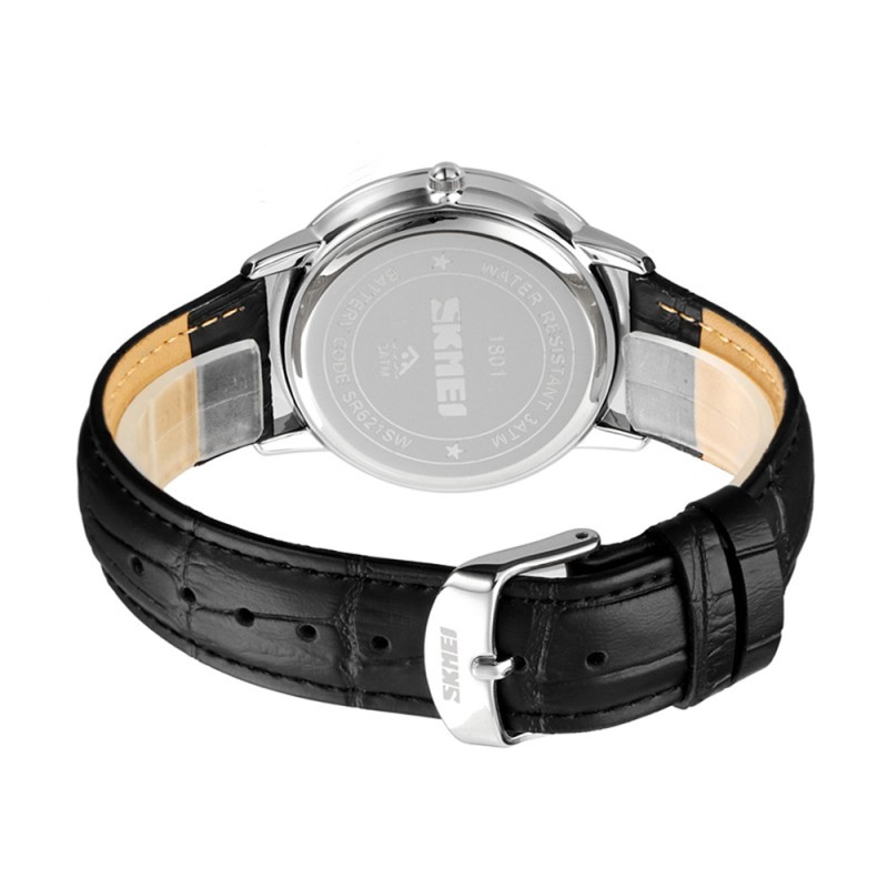 Чоловічий класичний годинник Skmei 1801LGDBK Gold-Black Leather з датою та мінеральним склом