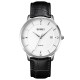 Чоловічий годинник Skmei 1801LSIWT Silver-Black White Leather класичний зі шкіряним ремінцем