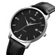 Чоловічий класичний годинник Skmei 1801LSIBK Silver-Black Leather зі шкіряним ремінцем