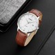 Чоловічий класичний годинник Skmei 1801LSIBN Silver-White Brown Leather зі шкіряним ремінцем